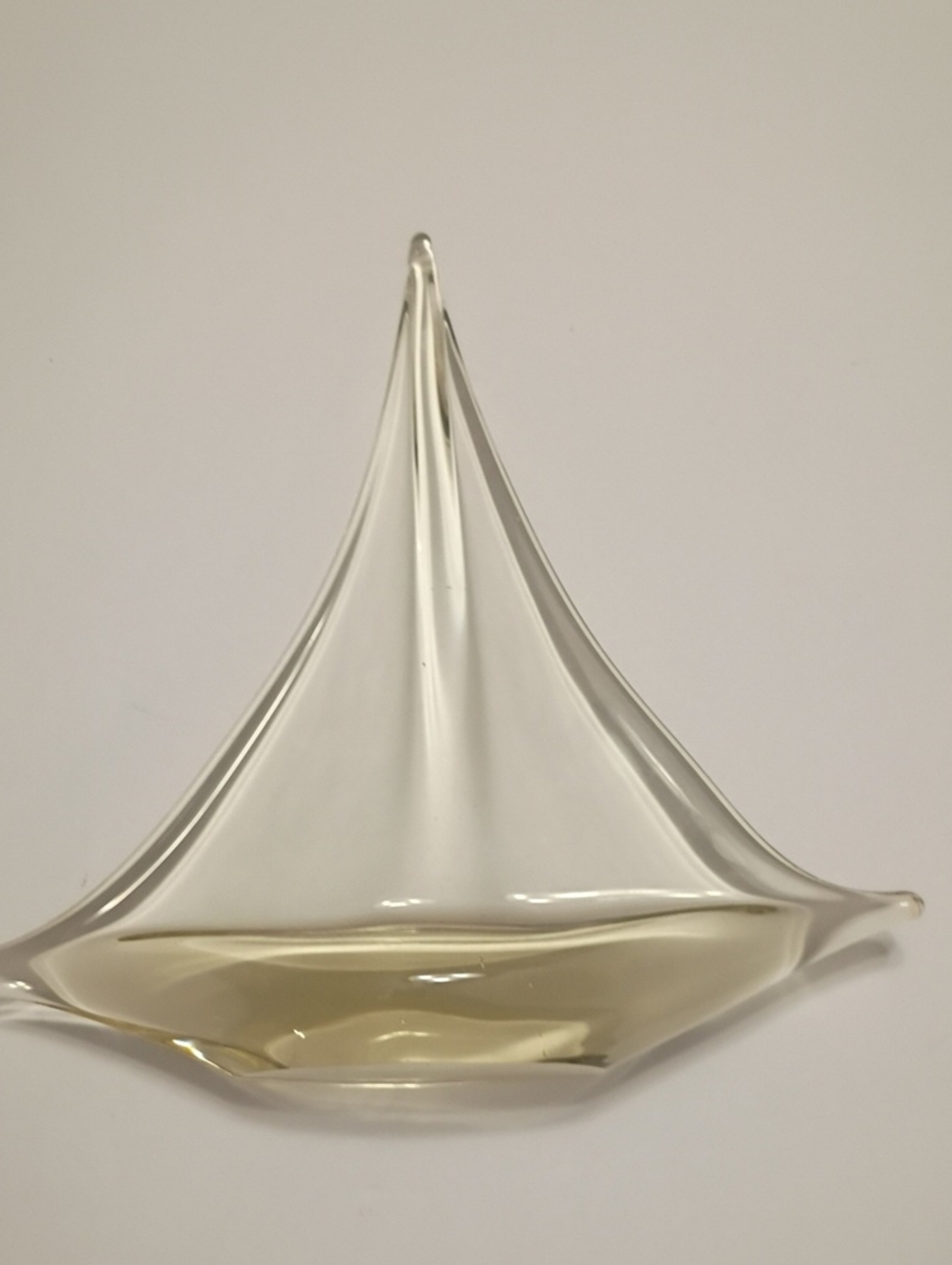 Murano Art Glass Sailboat Clear and Light Yellow Large Statue Paperweight